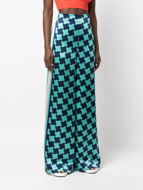 Casablanca Pool Tile silk wide-leg trousers - Blue - zdjęcie produktu nr 2