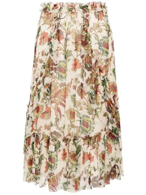 Ulla Johnson Freesia tiered silk skirt - Neutrals - zdjęcie produktu nr 1