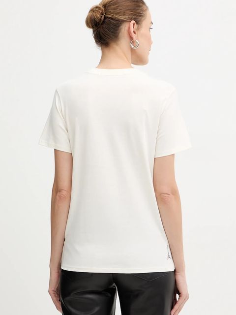 Karl Lagerfeld t-shirt bawełniany damski kolor beżowy A4W17087