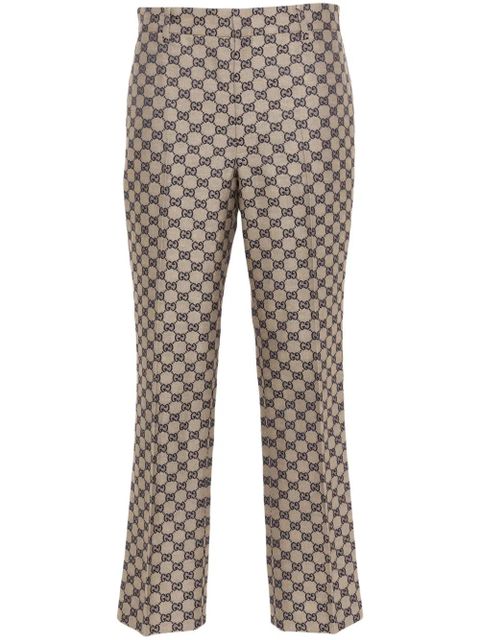 Gucci GG-embroidered canvas tailored trousers - Neutrals