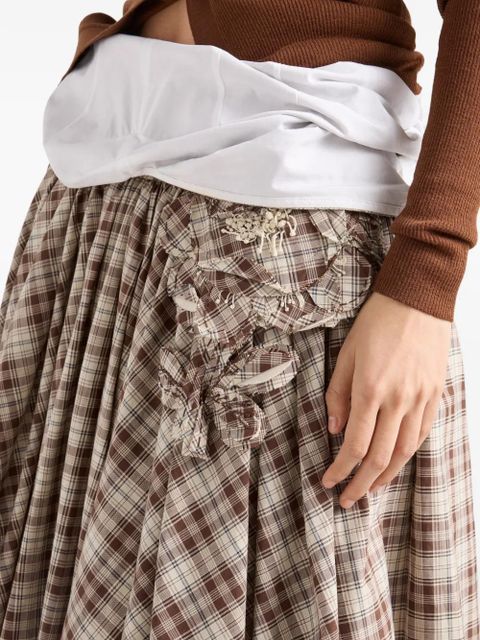 Prada embroidered checked poplin dress - Neutrals