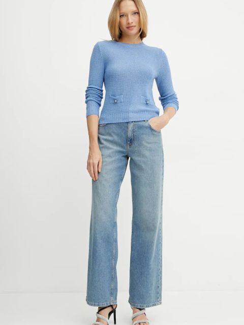 Morgan sweter MSUNI damski kolor niebieski lekki MSUNI