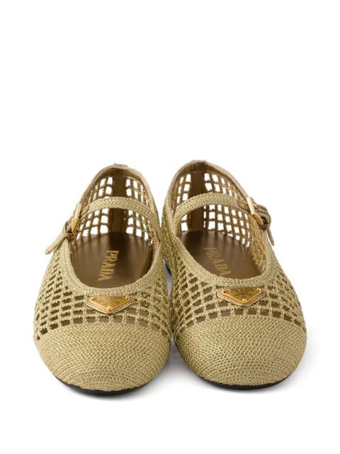 Prada crochet ballet flats - Gold