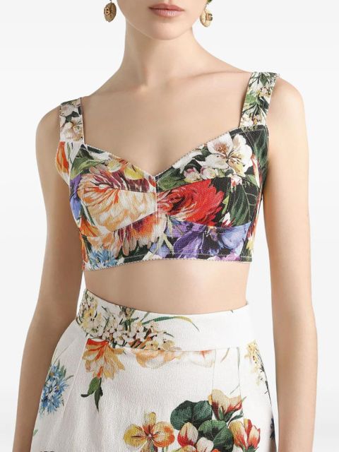 Dolce & Gabbana floral-print bralette top - White