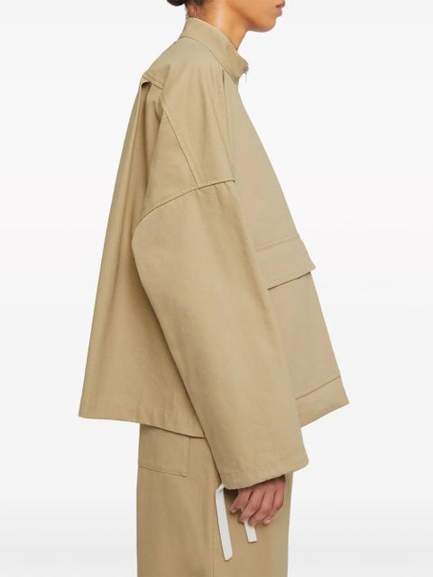 Jil Sander logo-appliqué cotton jacket - Brown