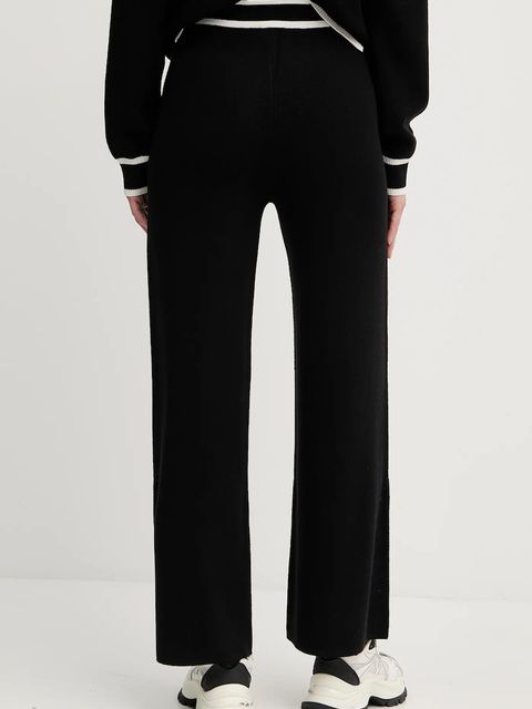 Liu Jo spodnie z domieszką jedwabiu damskie kolor czarny proste high waist TF5252.MS59L - zdjęcie produktu nr 2