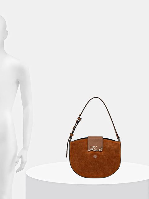 Karl Lagerfeld torebka zamszowa K/SIGNATURE kolor brązowy B1W30196