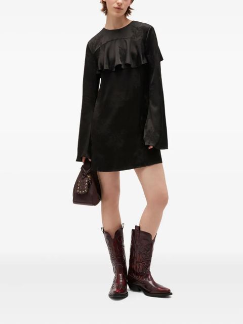 GANNI floral-print ruffled mini dress - Black - zdjęcie produktu nr 2