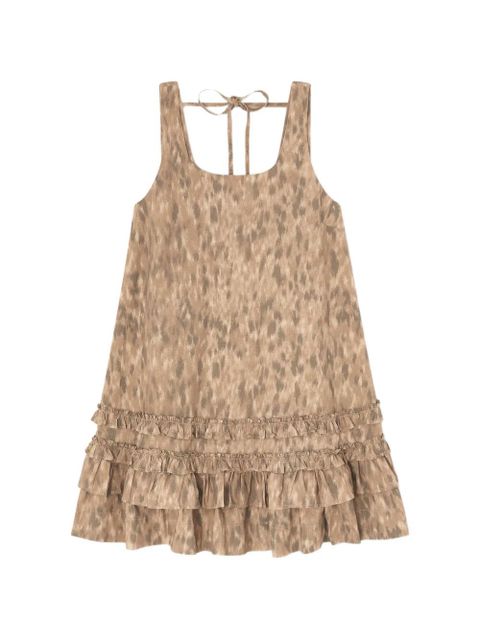 GANNI ruffled printed mini dress - Neutrals - zdjęcie produktu nr 1