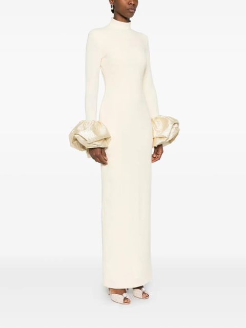 Solace London long-sleeve maxi dress - Neutrals