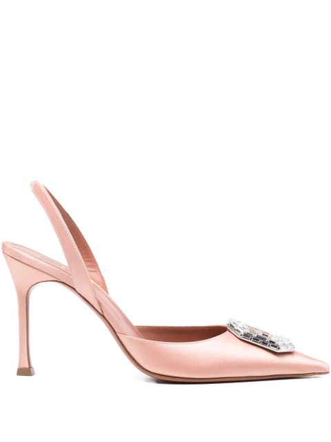Amina Muaddi 100mm Camelia slingback embellished 90 pumps - Pink - zdjęcie produktu nr 1