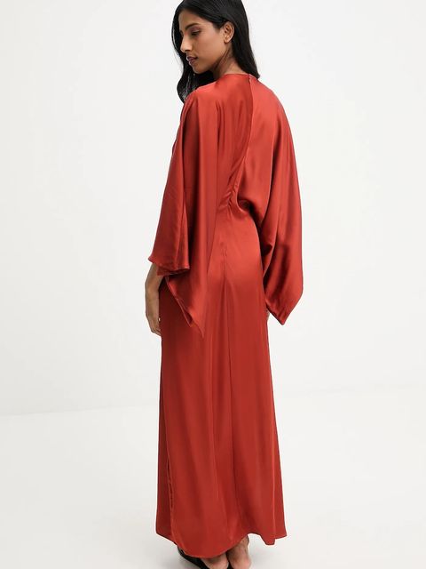 Answear.LAB sukienka kolor czerwony maxi prosta