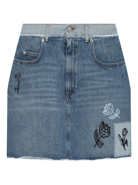 Marni embroidered frayed denim mini skirt - Blue - zdjęcie produktu nr 1