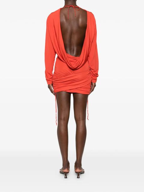 Christopher Esber Luna long-sleeved draped mini dress - Orange