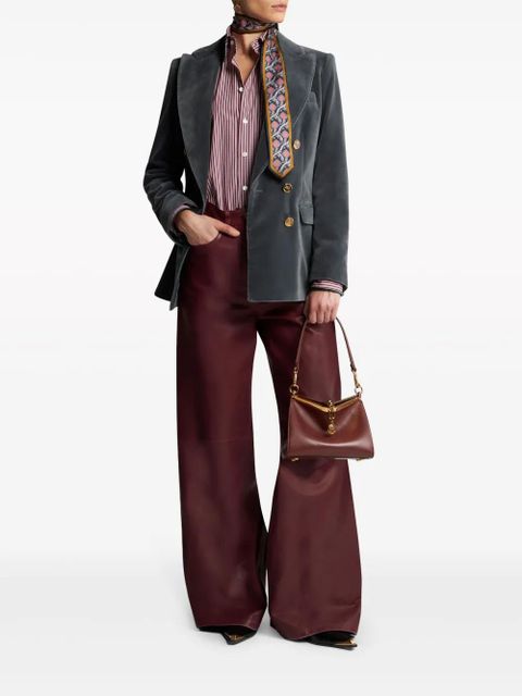 ETRO logo-engraved buttons velvet blazer - Grey