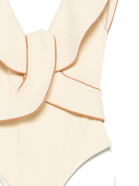 Johanna Ortiz Crinkle ruffled-detail swimsuit - Neutrals