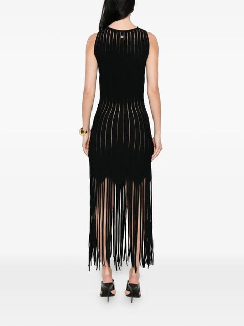 Balmain fringed-hem mini dress - Black