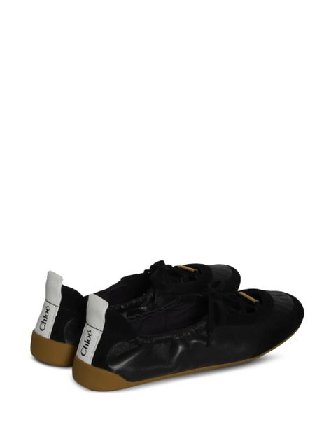 Chloé Kick Ballerina suede insert lace-up ballet flats - Black