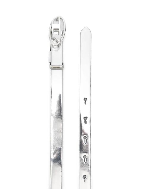 Diesel Oval D logo buckle belt - Silver