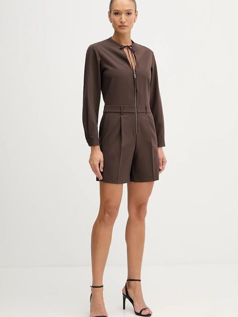 Sisley kombinezon kolor brązowy z dekoltem wiązanym 4RRVLT00R
