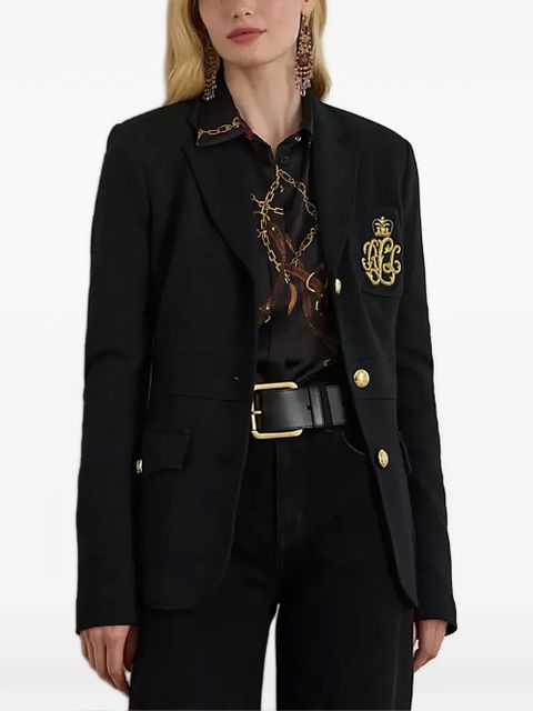 Lauren Ralph Lauren embroidered-detail buttoned blazer - Black - zdjęcie produktu nr 1