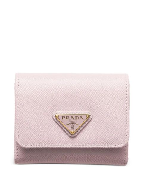 Prada small triangle-logo leather wallet - Pink - zdjęcie produktu nr 1