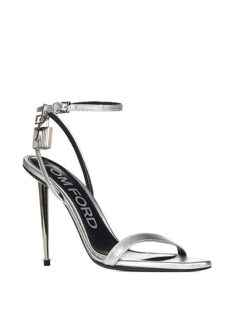 TOM FORD 105mm padlock ankle strap sandals - Silver