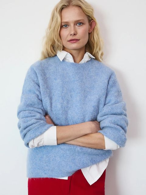 Medicine sweter z wełną alpaki kolor niebieski - zdjęcie produktu nr 1