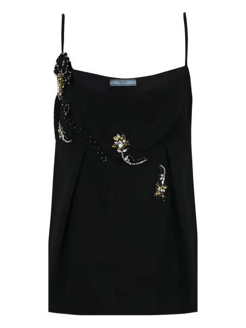 Prada jewel-embellished pleated top - Black - zdjęcie produktu nr 1