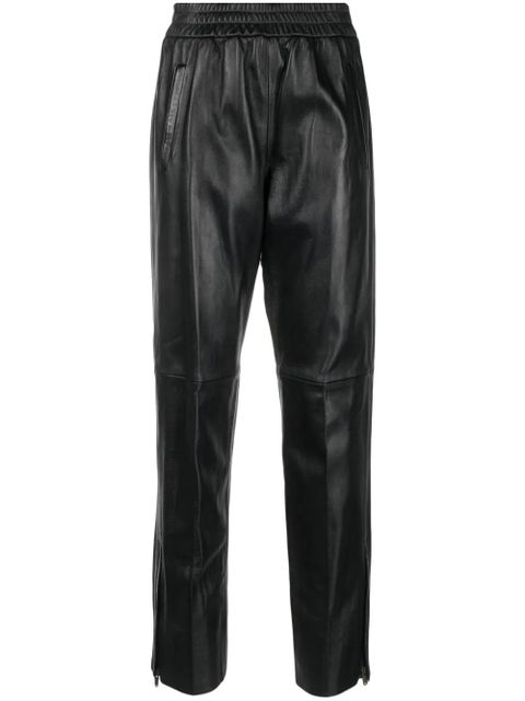 Golden Goose leather elastic-waist cropped trousers - Black - zdjęcie produktu nr 1