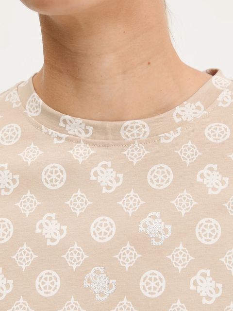 Guess t-shirt bawełniany PEONY damski kolor beżowy V5YI04 I3Z14