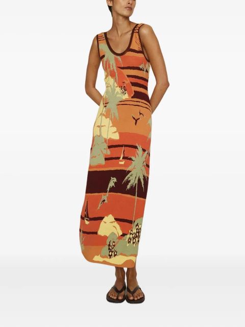 ALEMAIS Palm Island print midi dress - Orange - zdjęcie produktu nr 2