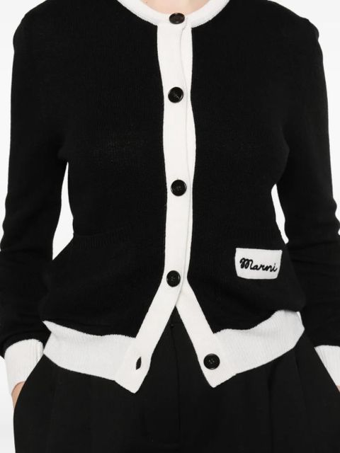 Marni button embroidery cardigan - Black