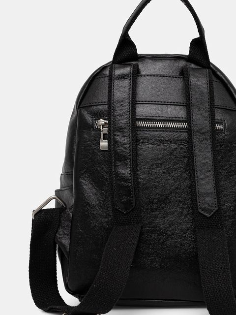 Answear.LAB plecak skórzany damski kolor czarny mały gładki
