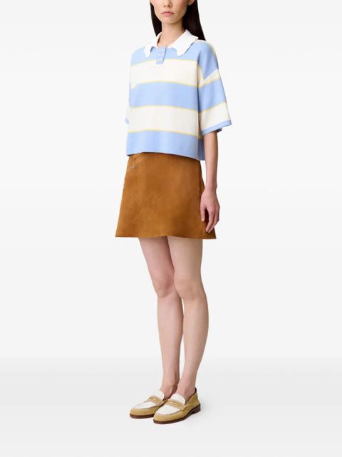 Claudie Pierlot striped ruffled-detail T-shirt - Blue
