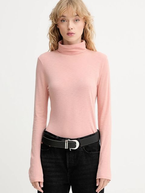 Marc O'Polo longsleeve bawełniany kolor różowy z golfem 5000007063 - zdjęcie produktu nr 1