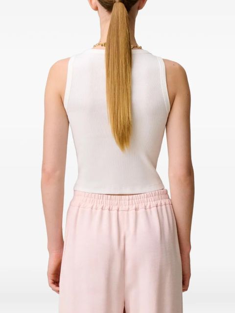 Claudie Pierlot embroidered ribbed-construction tank top - White