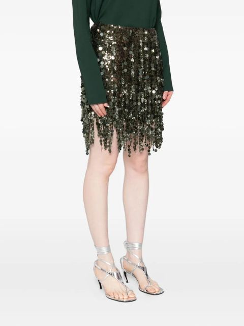 Blumarine sequin-embellished fringe mini skirt - Green - zdjęcie produktu nr 2