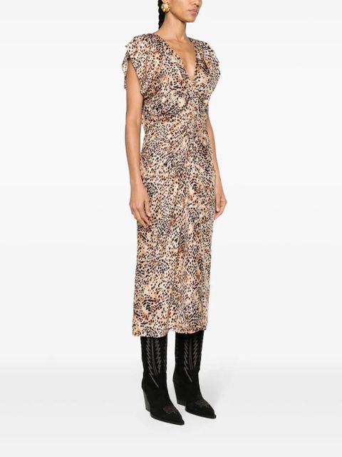 ISABEL MARANT Lyndsay graphic-print midi dress - Neutrals