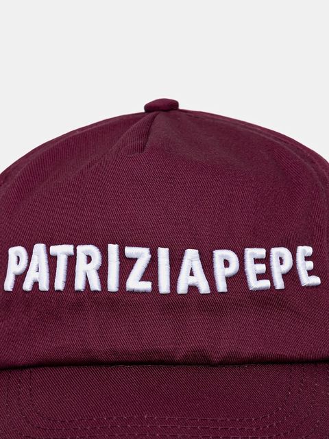 Patrizia Pepe czapka z daszkiem bawełniana kolor bordowy 8F0079 AB01