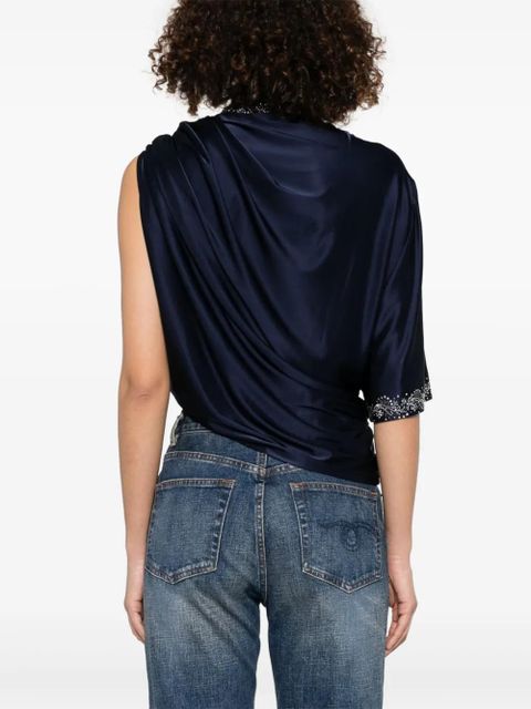 Rabanne buckle-detail draped top - Blue