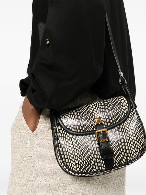 Valentino Garavani signature Rockstud embellishment animal-print cross body bag - Black - zdjęcie produktu nr 2