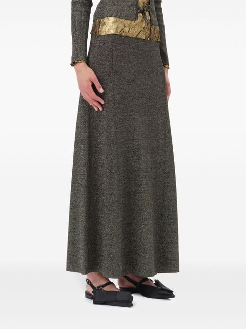 GANNI logo-embroidered maxi skirt - Grey