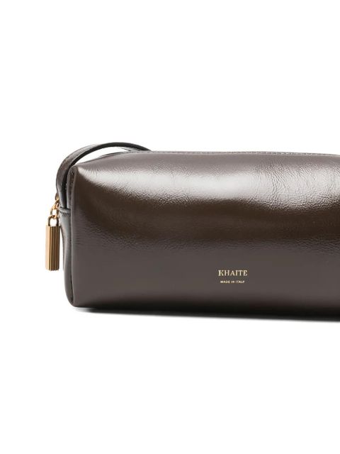 KHAITE logo-print zip mini bag - Brown