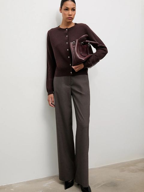 Answear.LAB kardigan z wełny merino z apaszką damski kolor brązowy lekki - zdjęcie produktu nr 2