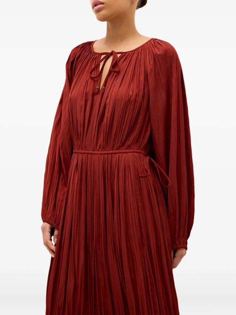 Marie Oliver Perrin pleated tie-neck maxi dress - Red