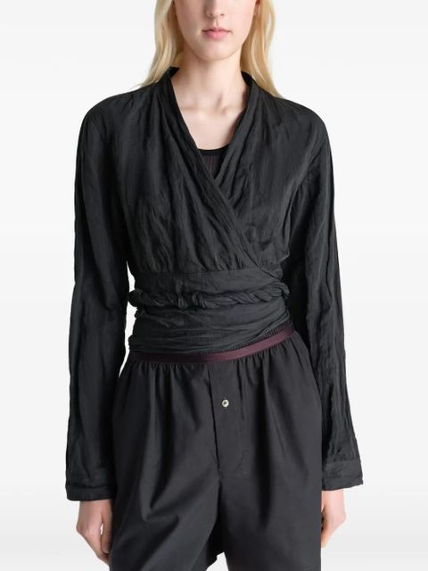 LEMAIRE V-neck long-sleeve top - Black