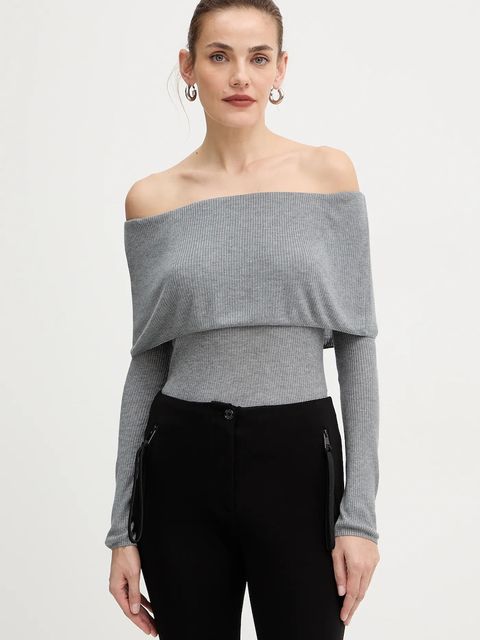 Guess longsleeve MELANIE kolor szary dekolt hiszpański W5BR48 Z0612