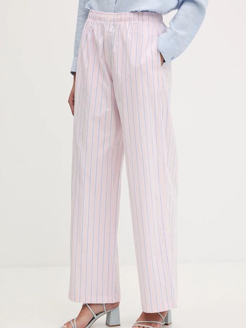 Abercrombie & Fitch spodnie bawełniane damskie kolor różowy proste high waist KI156-5288 - zdjęcie produktu nr 1