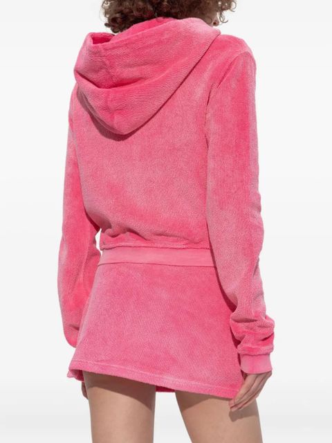 Alexander Wang leaf-embroidered hooded zip-up top - Pink